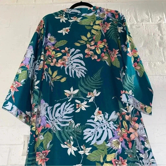 Miss Elaine Size Large Zip Up Dress - Floral Pattern with Pockets Green Colorful - Picture 9 of 13